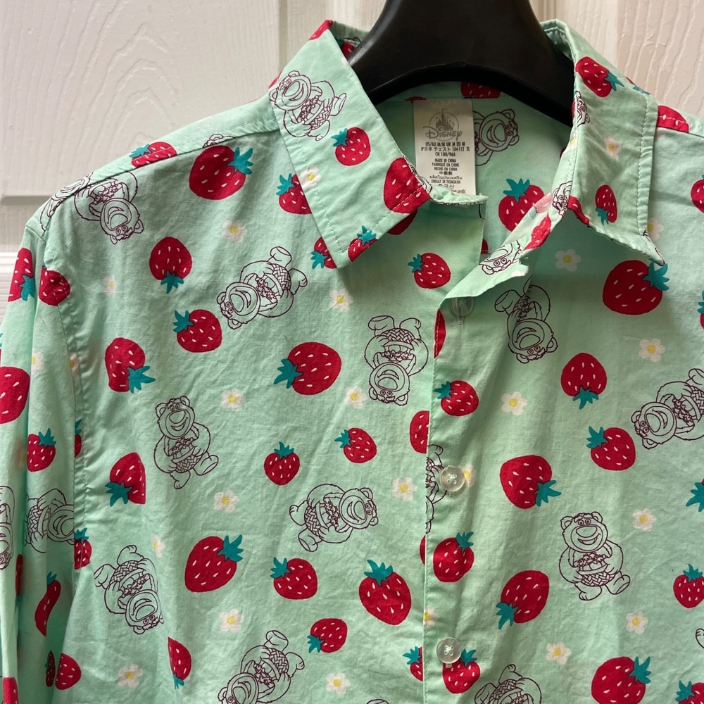 Disney Women's Medium Toy Story Lotso‎ Bear Strawberries Button Down Shirt